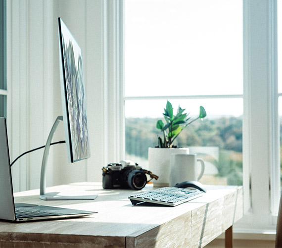 Organized desk with laptop