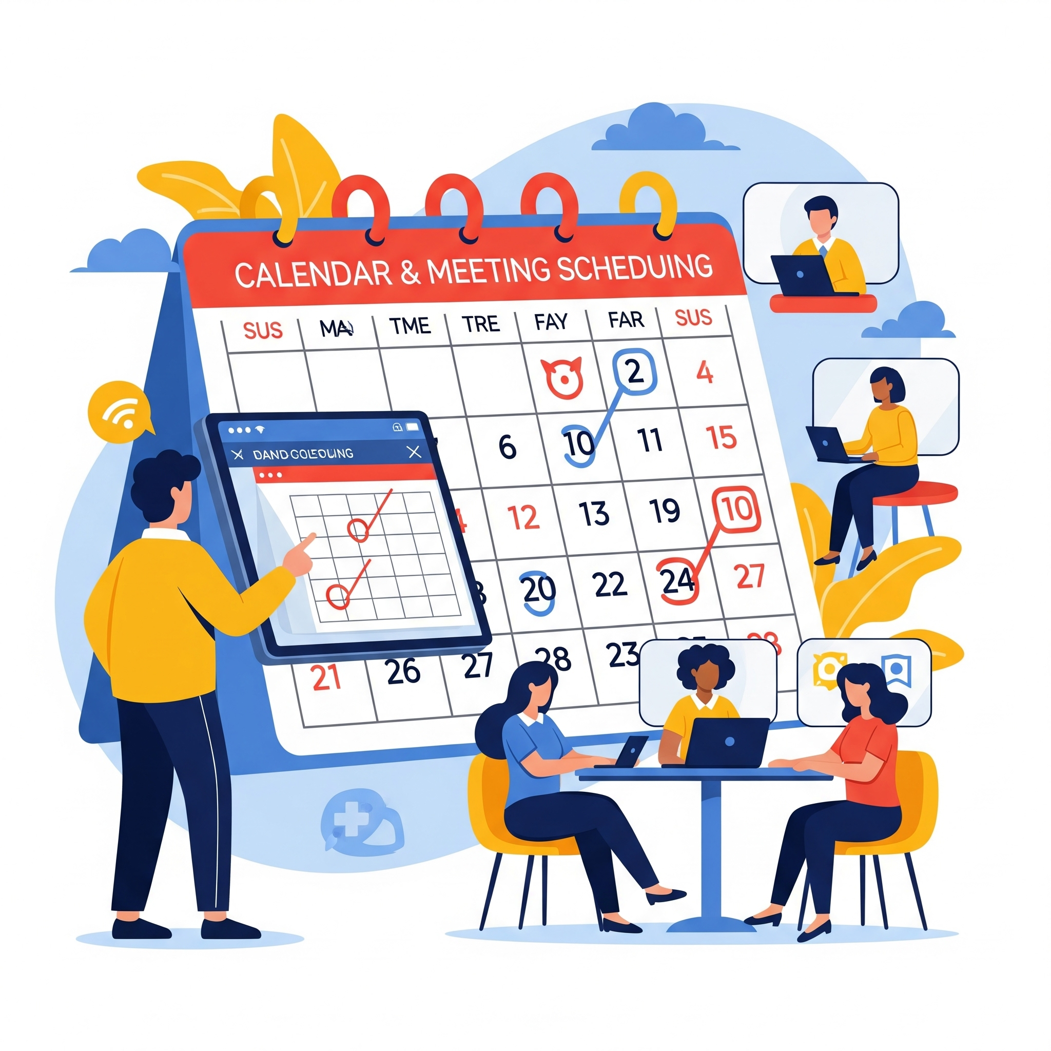 Person managing a digital calendar